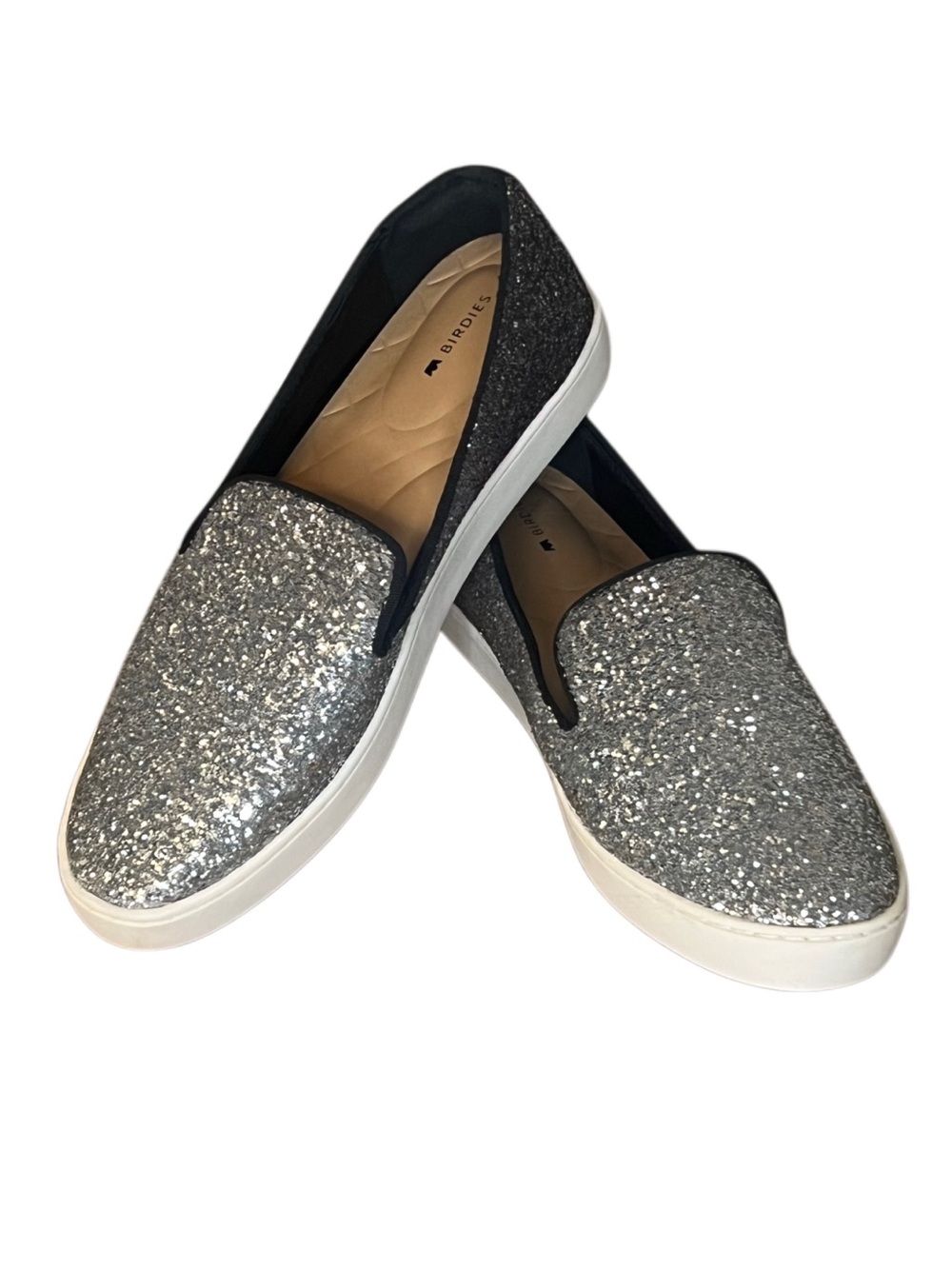 Birdies The Swift Crushed Crome Glitter Slip on Sneaker Size 8.5